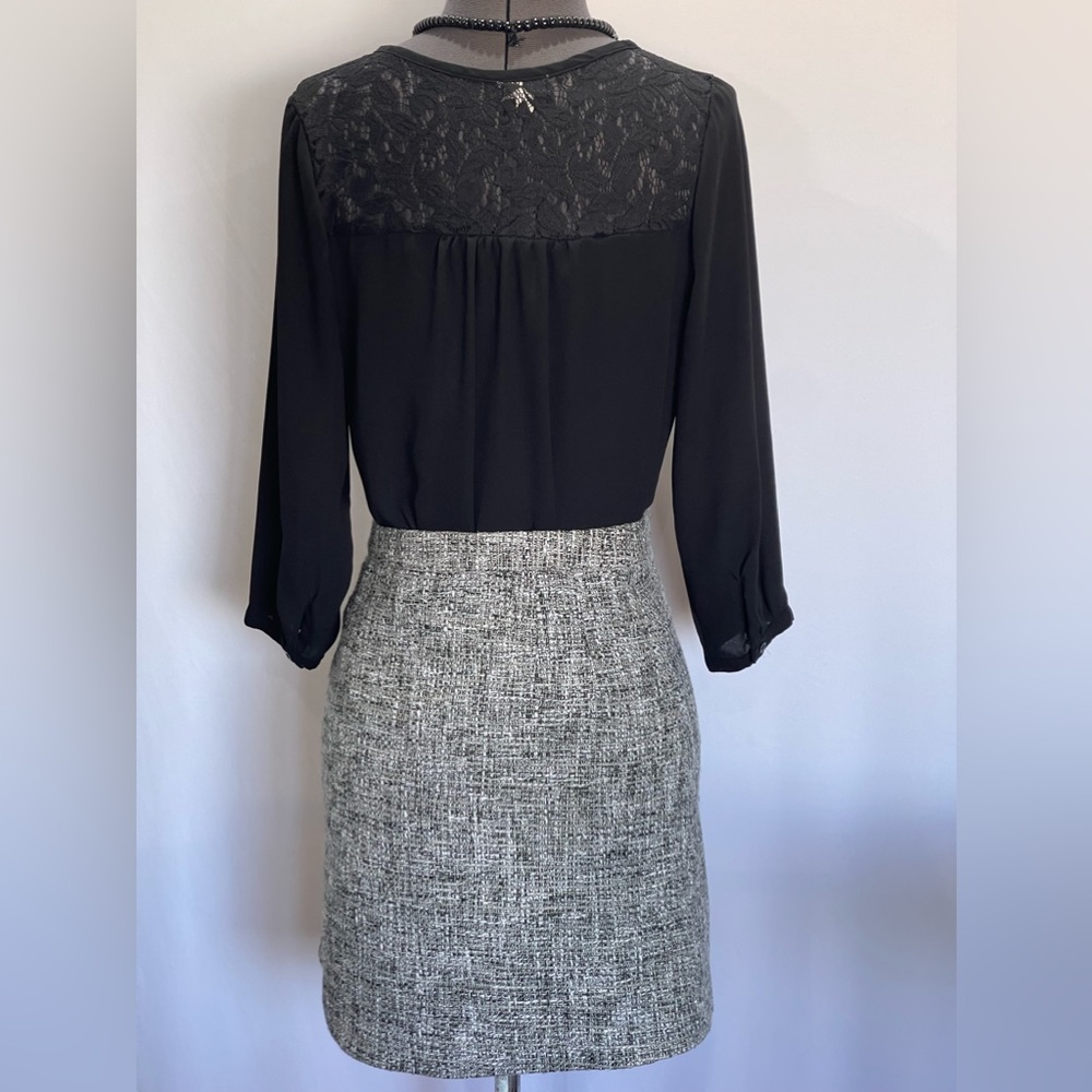 Banana Republic Grey Tweed Diagonal Zip Mini Skirt Size 0 - Picture 3 of 10